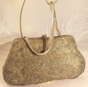 Vintage Silver & Gray Beaded Handbag